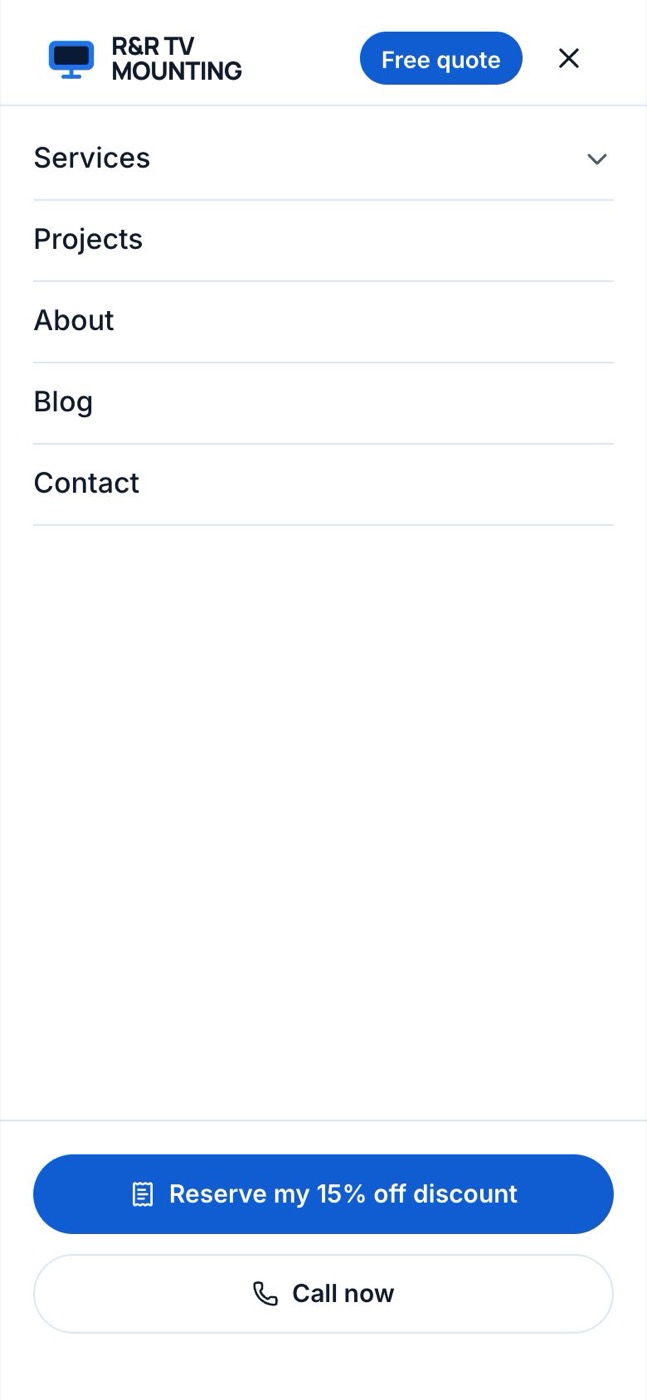 The phone menu with the main actions at the bottom