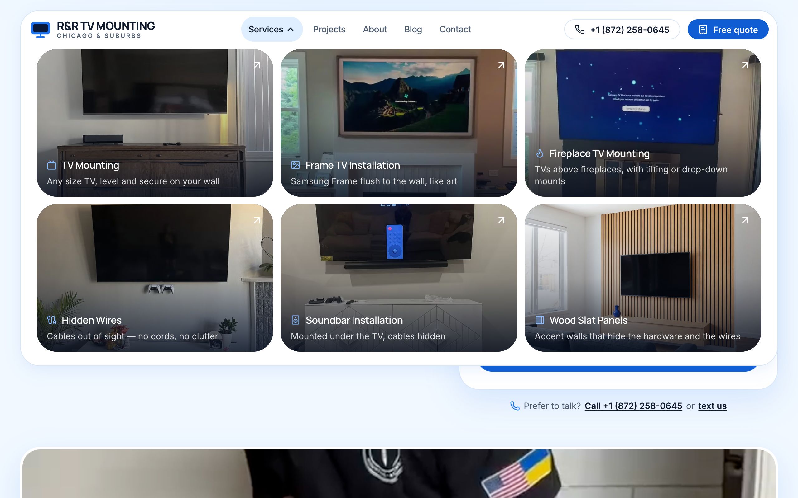 The Services menu opens inside the header