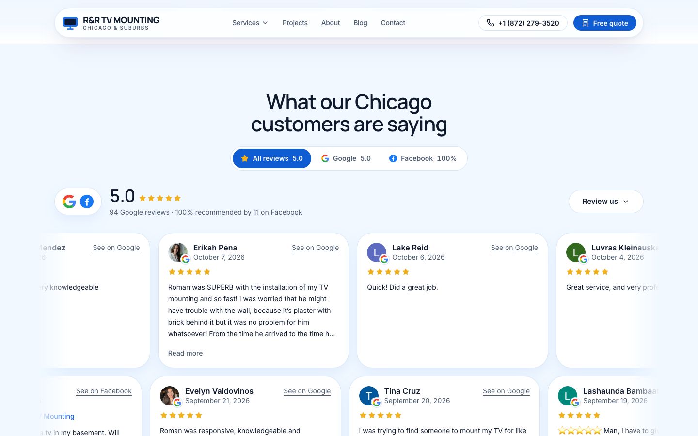 Real reviews from Google and Facebook