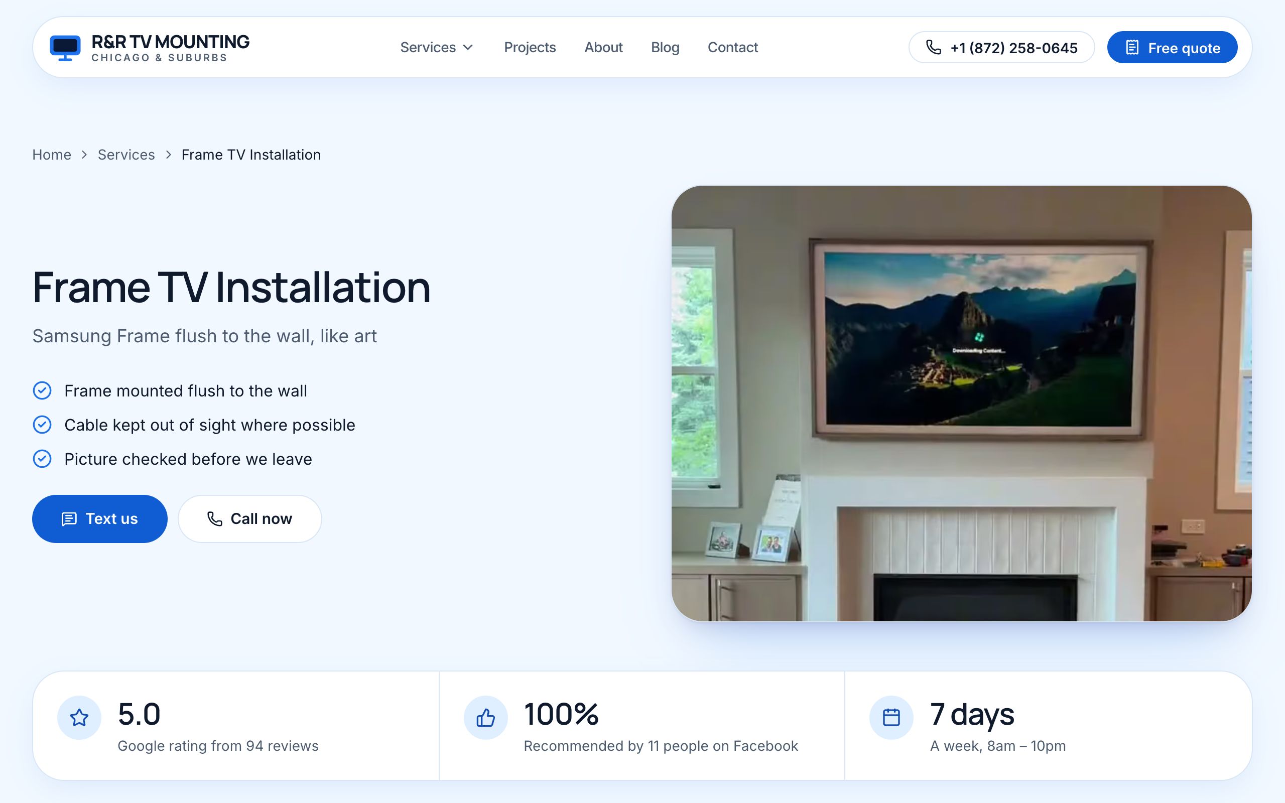 Frame TV installation