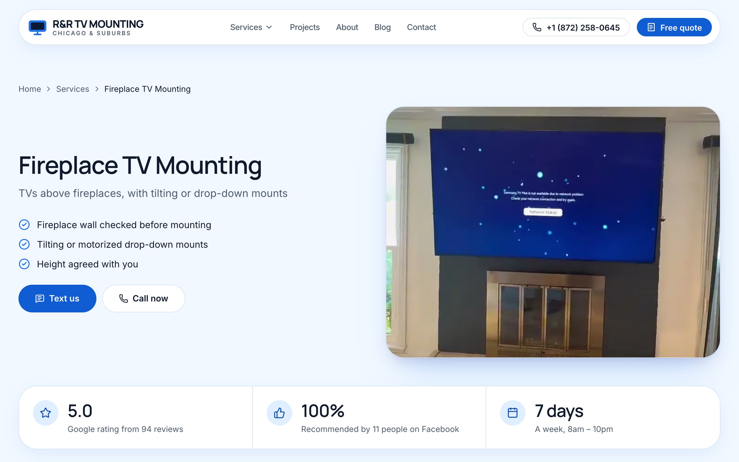Fireplace TV mounting