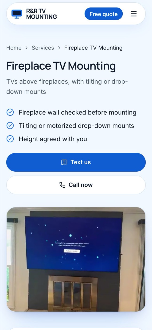 A service page on a phone